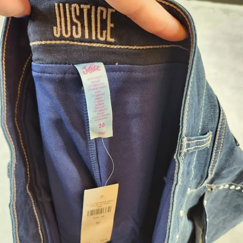 3/$25 Justice Girls Studded Denim Skort Skirt Blue Size 20 NWT